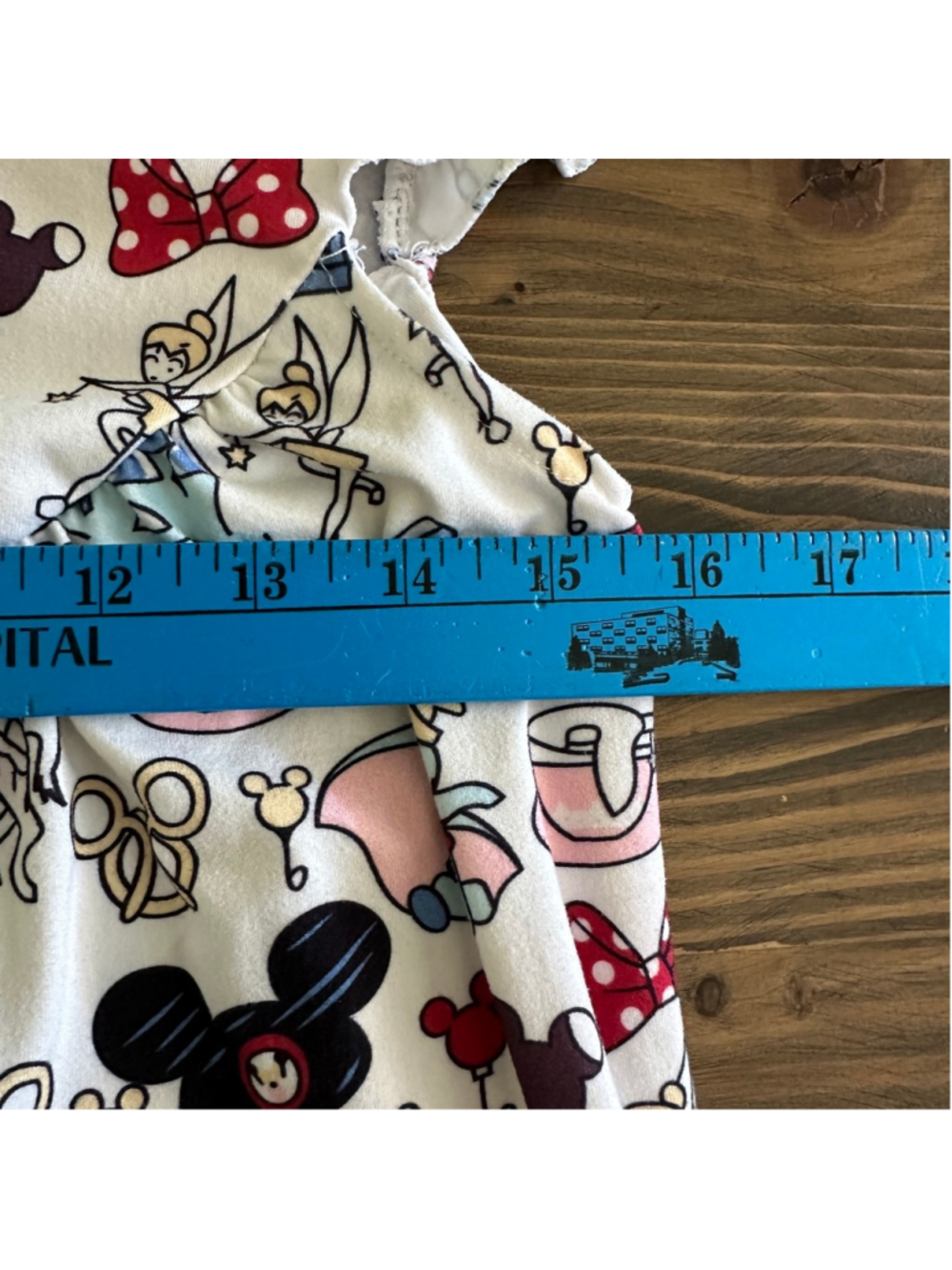 Disney Print Dress Girls White Mickey Tinkerbell Dumbo Dress Fits size 10 - Picture 5 of 6